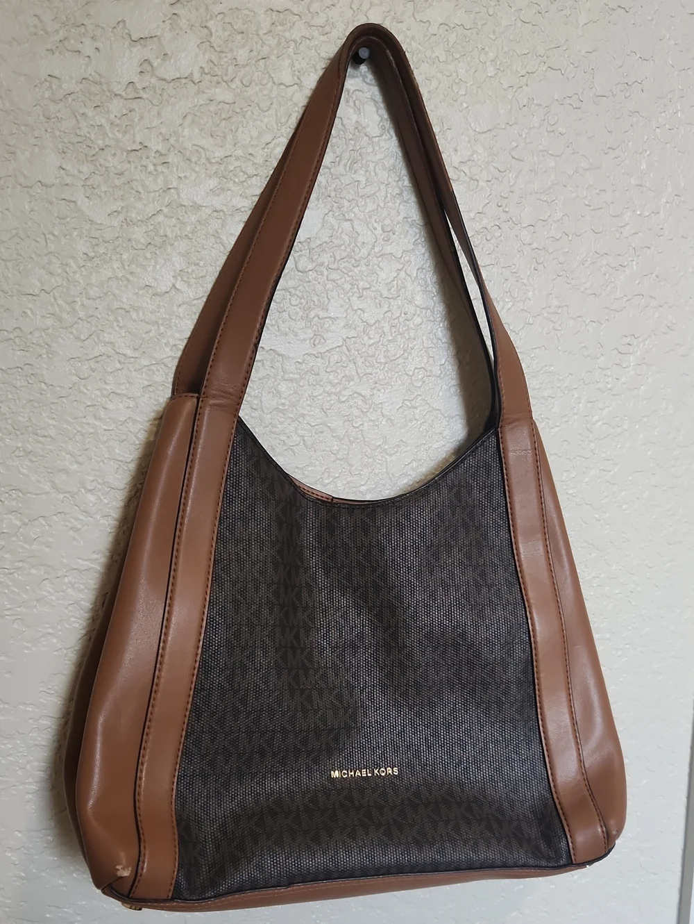Final Sale ‼️Michael Kors Brown and Tan Logo Hobo Shoulder Bag